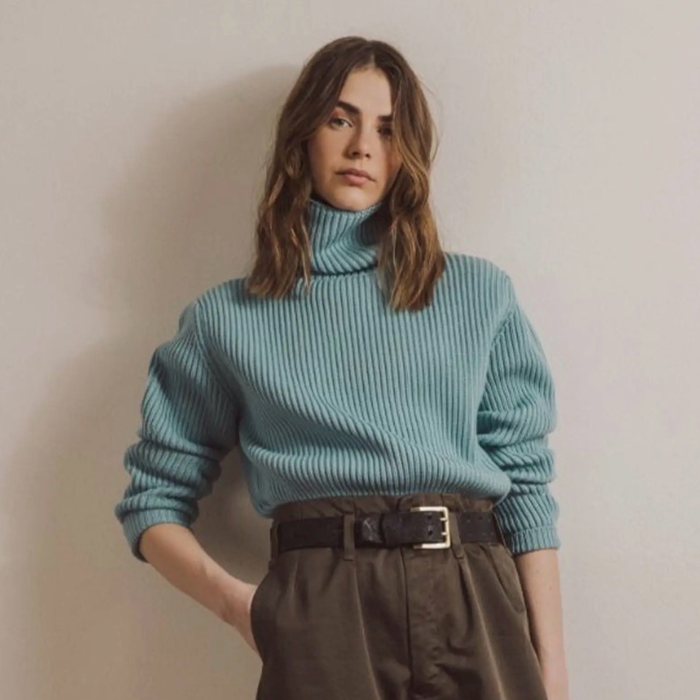 Fortela Leona High Neck Merino Wool Sweater Made In Italy